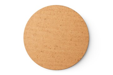 Blank round cardboard beer coaster isolated on white viewed from the front - obrazy, fototapety, plakaty