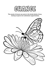 Coloring and motivation phase with butterfly and flower on white background - 757017559