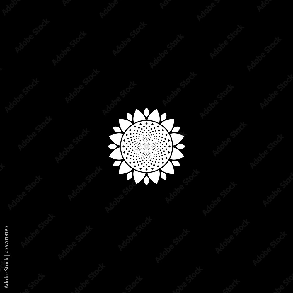 Poster Sunflower icon isolated on dark background