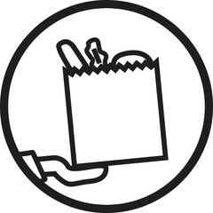 Outline of shopping paper bag being given concept. Editable Clip Art.