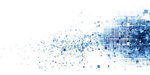 blue colored pixel art, technology design background isolated on white or transparent png