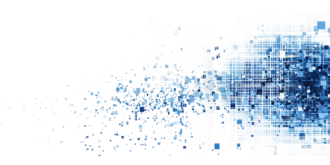 blue colored pixel art, technology design background isolated on white or transparent png