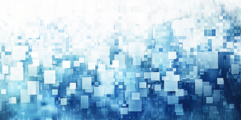 blue colored pixel art, technology design background isolated on white or transparent png