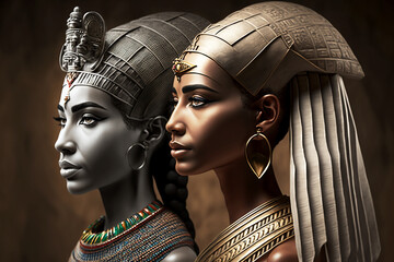 Cleopatra surrounded by her subjects.  - obrazy, fototapety, plakaty