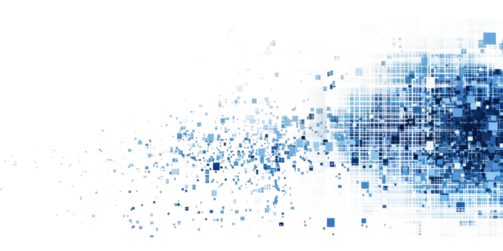 blue colored pixel art, technology design background isolated on white or transparent png