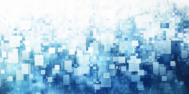 blue colored pixel art, technology design background isolated on white or transparent png