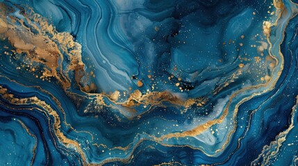 Abstract background of marble slab with interweaving of various turquoise shades with a fiery wavy border, Abstract ocean -ART