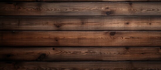 Naklejka premium A close up of a brown hardwood plank wall with a blurred background, showcasing the beautiful wood grain pattern and tints and shades of the wood stain