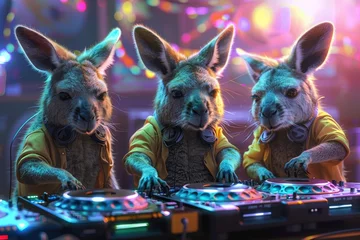Foto op Plexiglas A kangaroo is playing a DJ set © itchaznong
