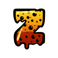 Halloween font letter Z latin alphabet. Orange bubbling colorful spooky