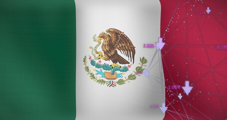 Image of data processing over flag of mexico