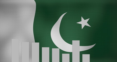 Naklejka premium Image of data processing over flag of pakistan