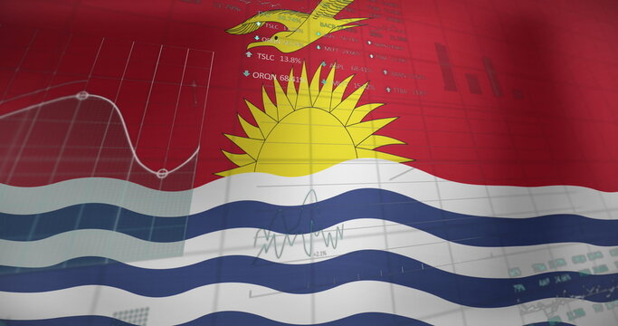 Naklejki Image of data processing over flag of kiribati
