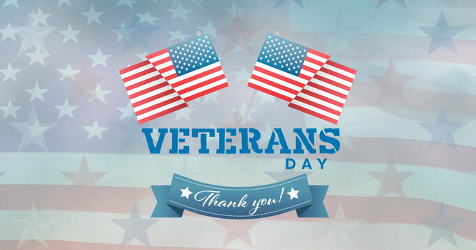Naklejki Image of veterans day text over american flag