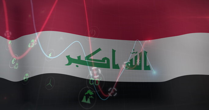Naklejki Image of data processing over flag of iraq