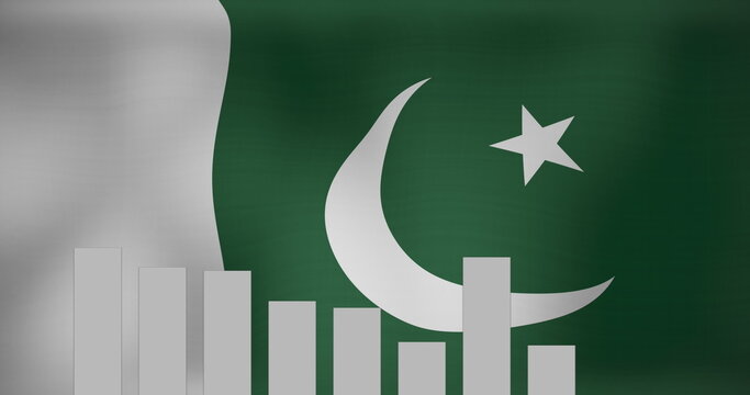Naklejki Image of data processing over flag of pakistan