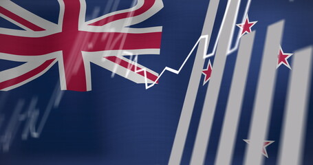 Image of data processing over flag of new zealand