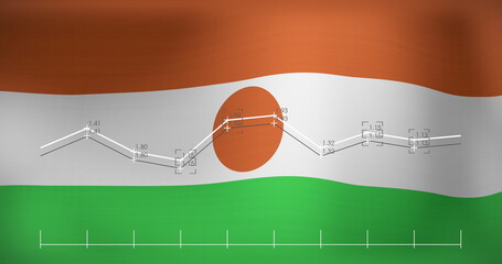 Obraz premium Image of data processing over flag of niger