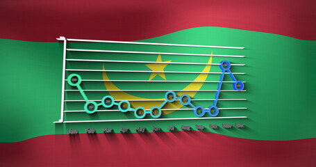 Obraz premium Image of data processing over flag of mauritania
