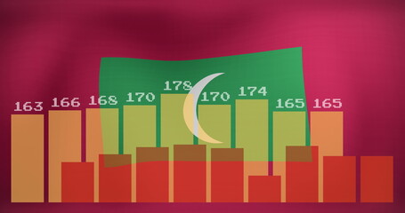 Obraz premium Image of data processing over flag of maldives