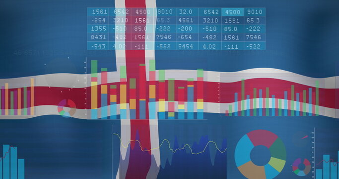 Naklejki Image of data processing over flag of iceland