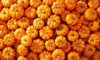 Abundance of fresh and healthy pumpkins fruit background, Generative AI 