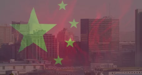 Fensteraufkleber Asien Image of flag of china over cityscape