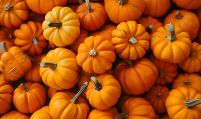 Abundance of fresh and healthy pumpkins fruit background, Generative AI 