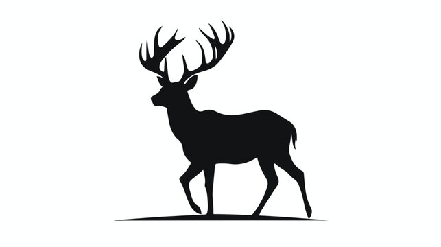 Deer isolated vector silhouette icon flat vector 