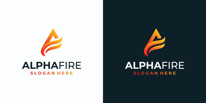 Vector logo design of initial A and wing shape of letter F with three-dimensional effect in modern, simple, clean and abstract style.