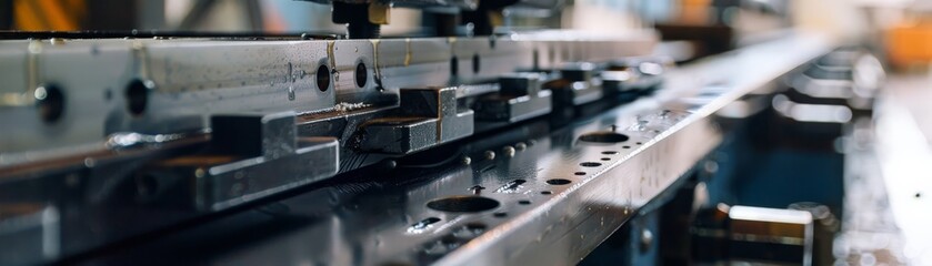 Fototapeta na wymiar Detailed view of metal pressing process