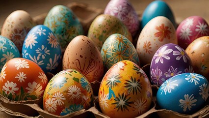 Fototapeta na wymiar Colorful Easter eggs Background, Easter eggs background, Easter Bunny.