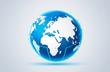 Electric blue globe displaying world map, a fashionable planetary art piece