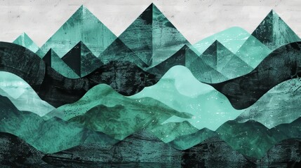 An abstract art design with geometric patterns modern. A mountain forest landscape design with a watercolor texture. The background is natural. A marine concept is used in this design.