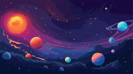 Obraz na płótnie Canvas Fantasy universe or galaxy starry sky with planets