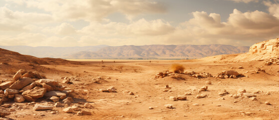 Desert landscape in the southern part of Israel  - obrazy, fototapety, plakaty
