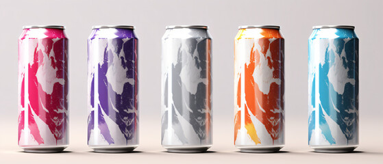 Design mockup featuring aluminum cans  - obrazy, fototapety, plakaty