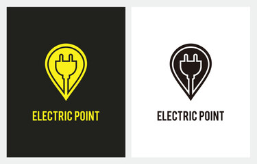 Charging Electric Point Pin logo design vector icon 