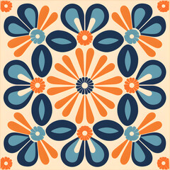 Retro vintage seamless tile pattern. Abstract modern geometric Trendy background in 70s style