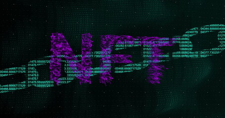 Image of nft text over digital chain