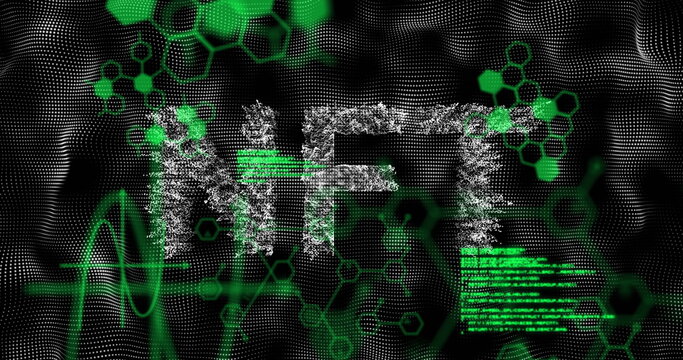 Image of nft text over data processing