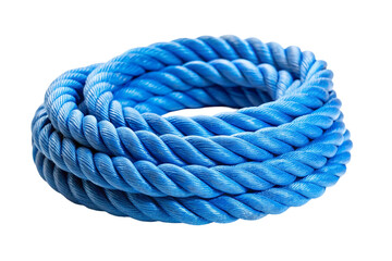 Blue rope roll isolated on transparent background.