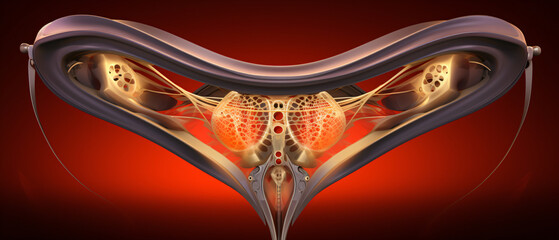 Digital illustration of pelvic girdle in colour background