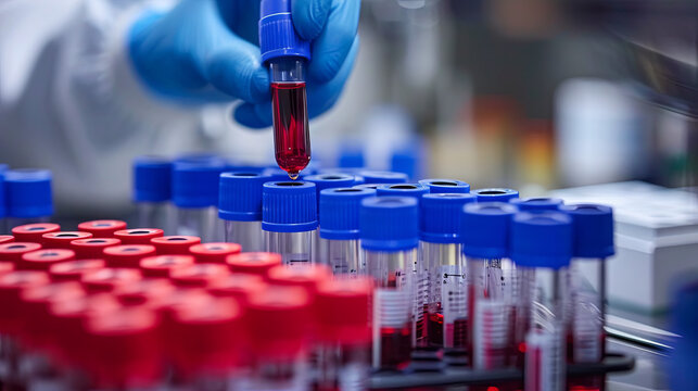 Clinical laboratory conducting blood analyses, providing diagnostic insights through comprehensive testing