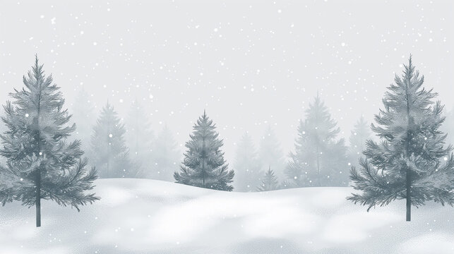 Horizontal view of the winter forest. Cute winter repeating landscape.