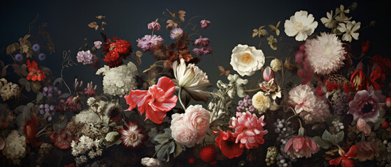 Fototapeta na wymiar Digital print floral wallpaper for interior decor wall