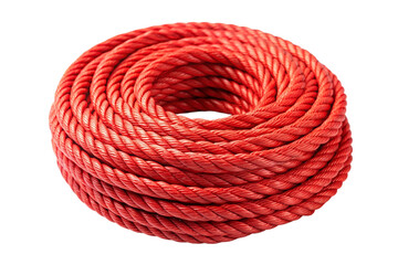 Red rope roll isolated on transparent background.