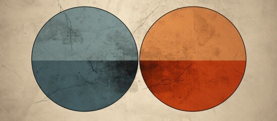 Two circles and a rectangle are artfully displayed on wood, creating symmetry. The tints and shades of peach create a harmonious pattern, while metal font adds a touch of elegance