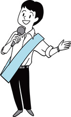 立候補する男子学生