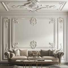 Classic White Sofa in Luxurious Baroque Style Interior